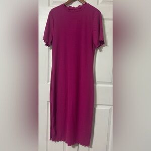 SHEIN Curve Women’s Magenta Purple Ribbed Sweater Knit Dress NWT Size 2X